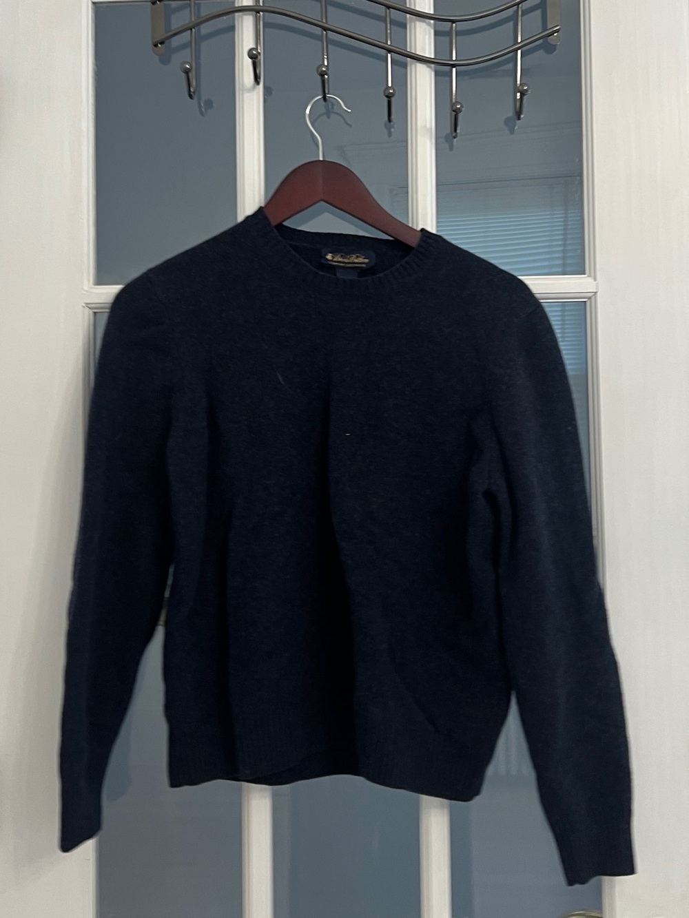 BROOKS BROTHERS Men's Navy Blue Brushed Wool Crewneck Sweater Size M